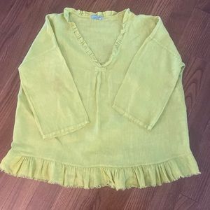 Angela Maria Italian-made Lime Green Linen Top (M)